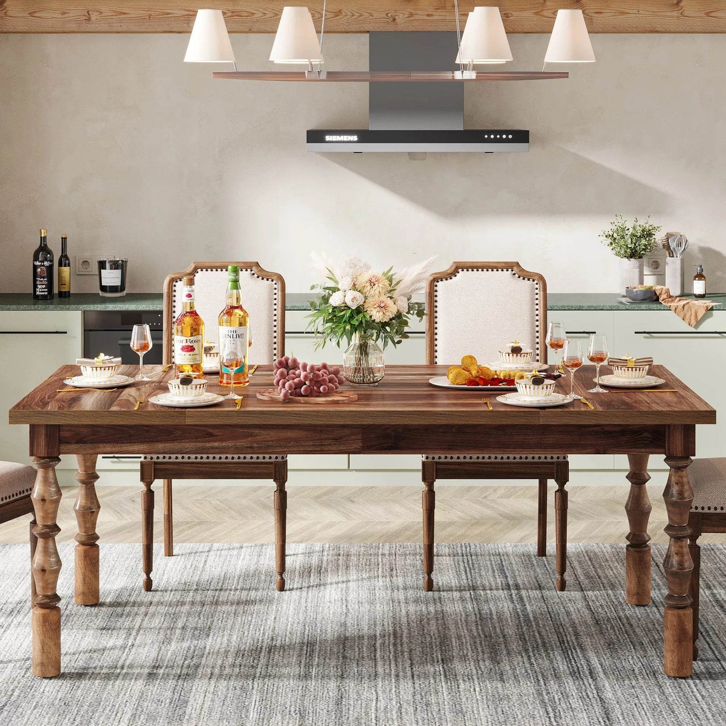 Tribesigns 62” Wood Patio Table for 4-6 People - Loft&Timber