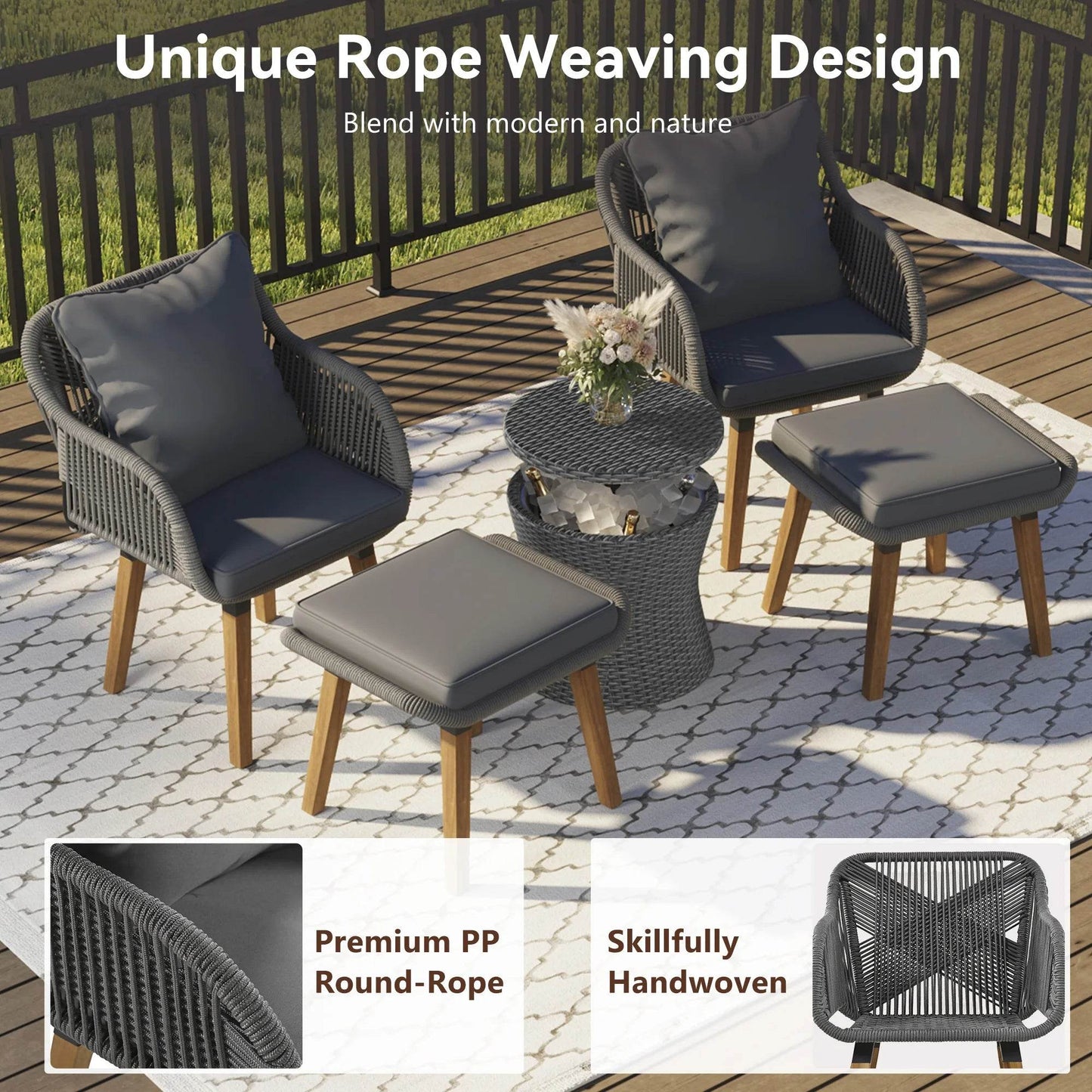 5 Pieces Outdoor Patio Furniture Set - Loft&Timber