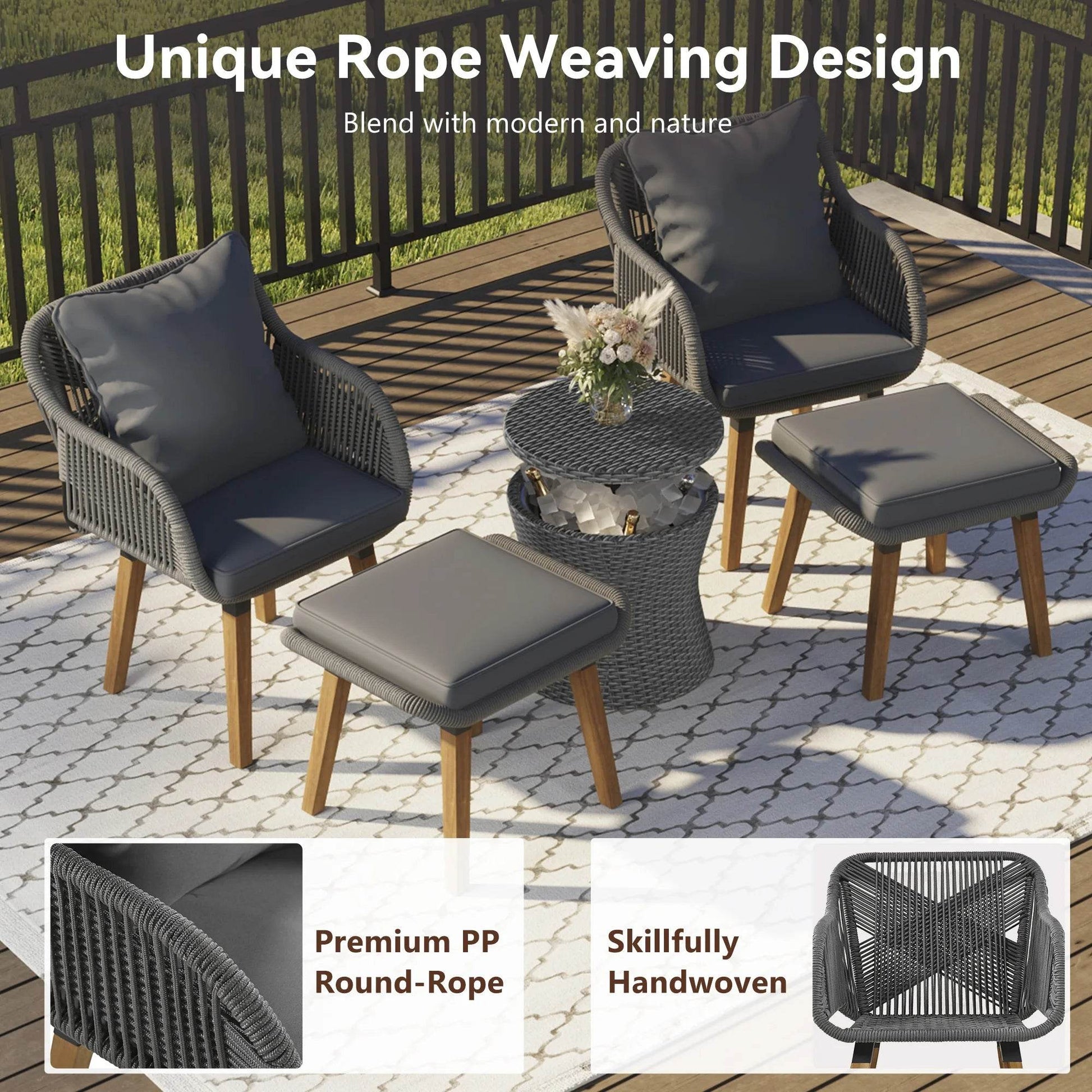 5 Pieces Outdoor Patio Furniture Set - Loft&Timber