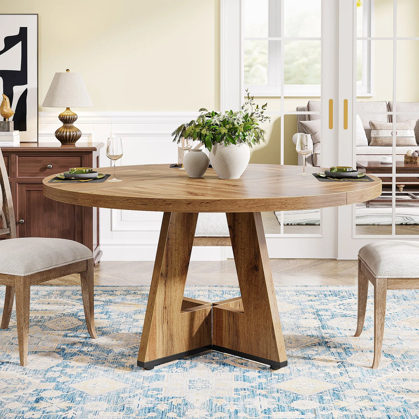 Tribesigns Round Dining Table for 4, 47" - Loft&Timber