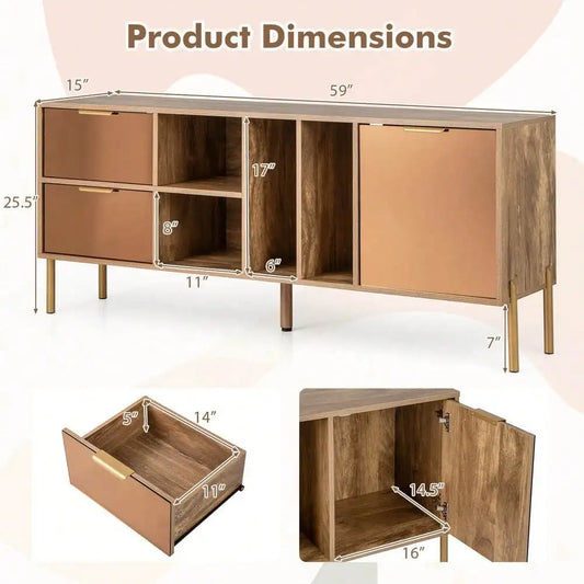 59" Rustic Sideboard with Drawers - Loft&Timber