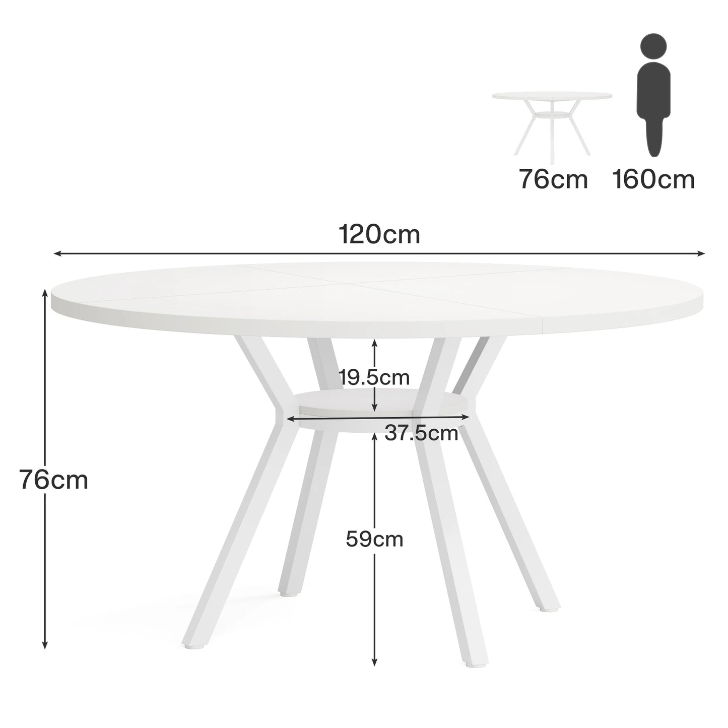 Tribesigns Round Dining Table for 4-6 People, 47" - Loft&Timber