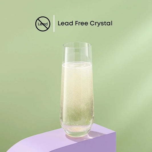 Milo Stemless Champagne Flutes Set of 8 Crystal Glasses. 9.5oz