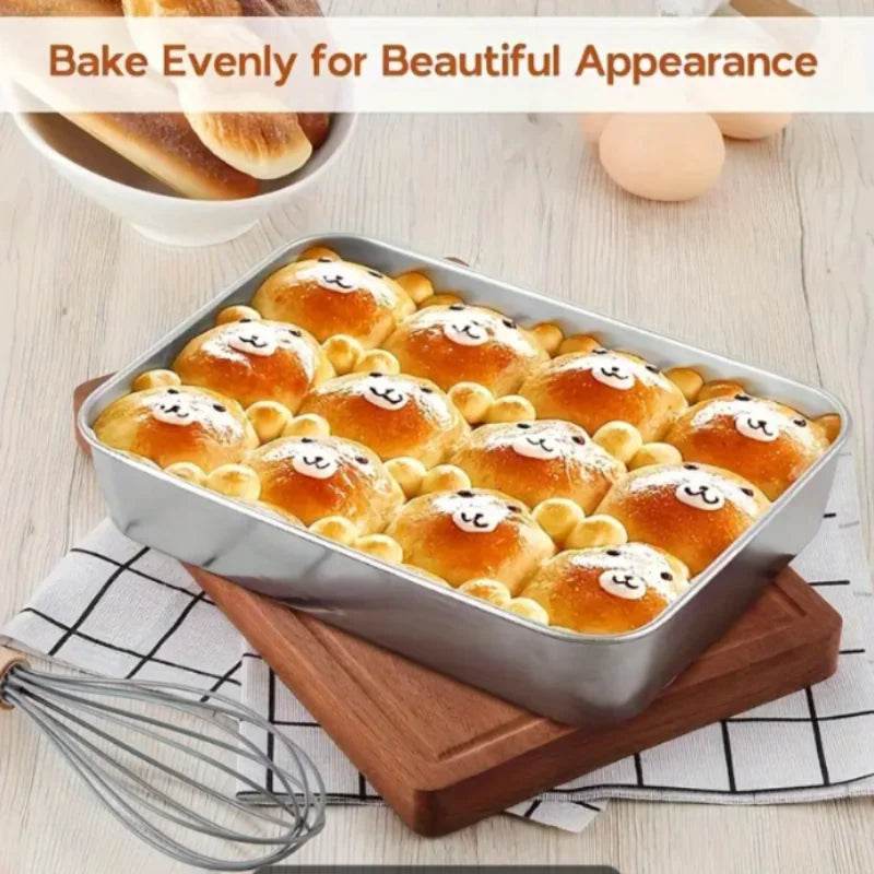 Eco-Friendly Non-Stick Stainless Steel Baking Pan Set with Lid - BPA-Free - Loft&Timber