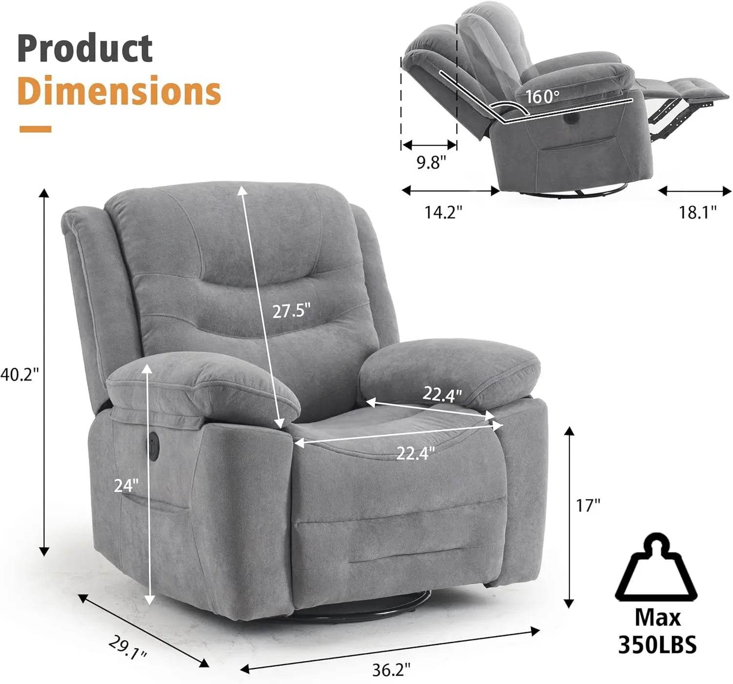 Power Swivel Rocker Recliner with Massage and Heat - Loft&Timber