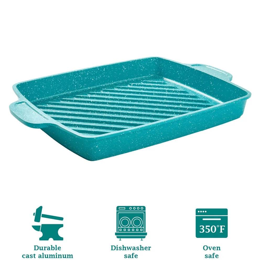 12 Inch Square Cast Aluminum Grill Pan Vintage Design - Loft&Timber