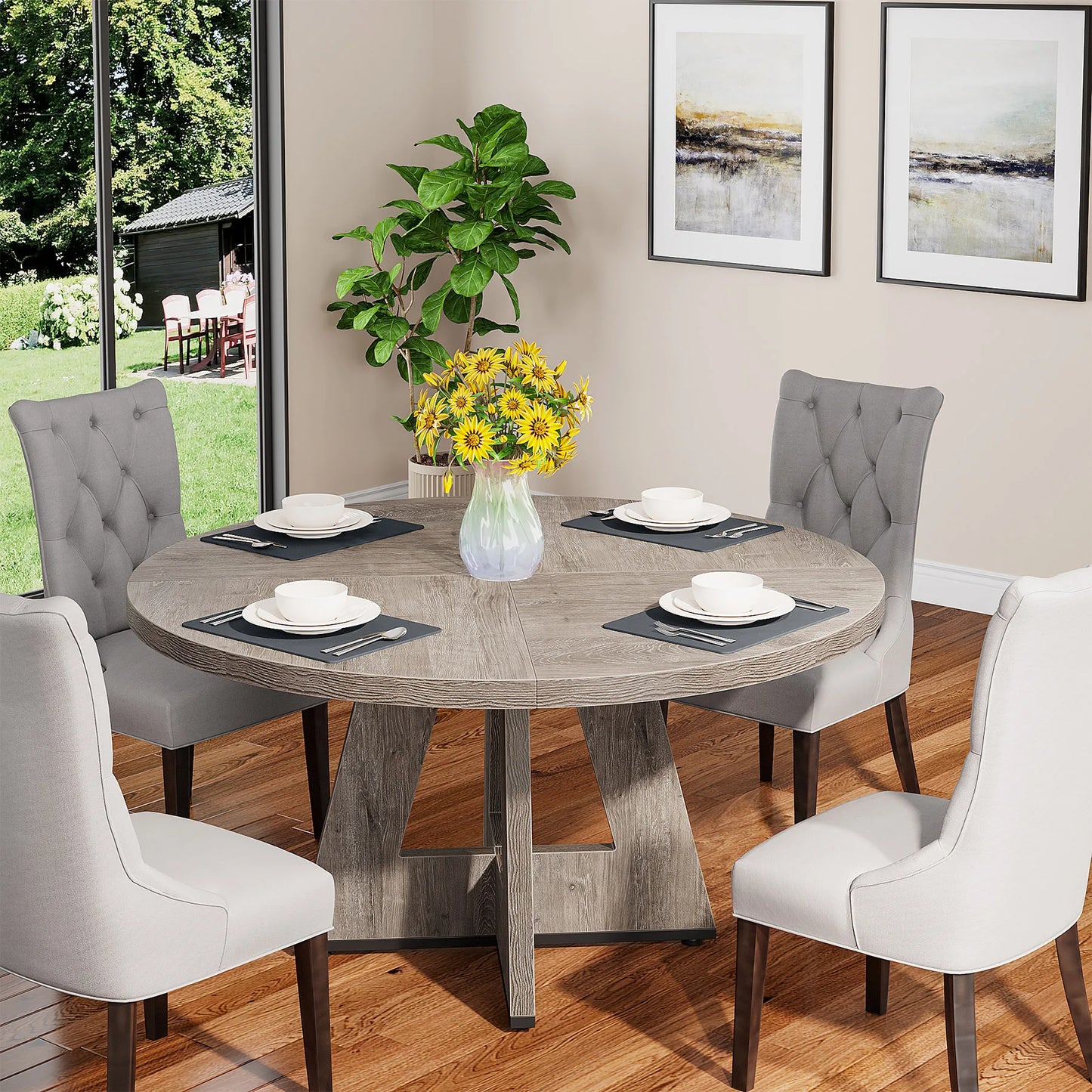 Tribesigns Round Dining Table for 4, 47" - Loft&Timber