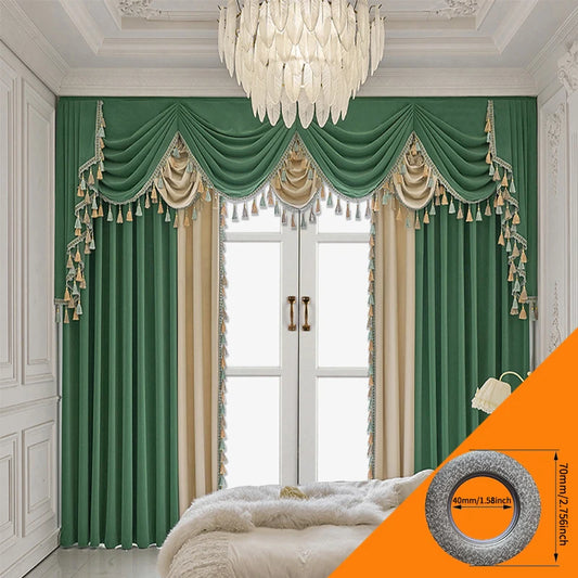 2pcs American European living room curtain luxury solid color matching flannelette, no valance
