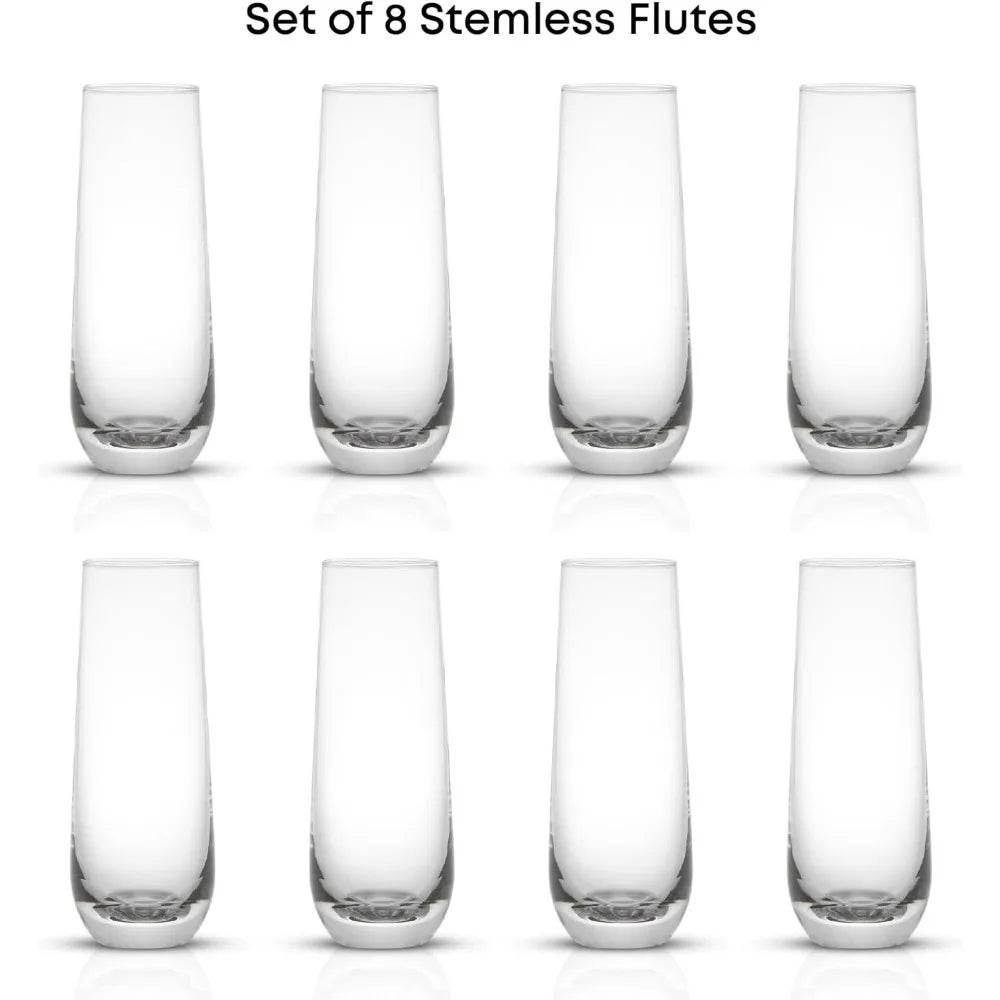 Milo Stemless Champagne Flutes Set of 8 Crystal Glasses. 9.5oz - Loft&Timber