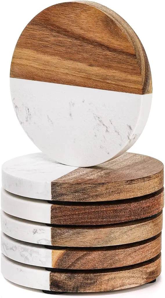 6 Packs Marble Wood Coasters - Loft&Timber