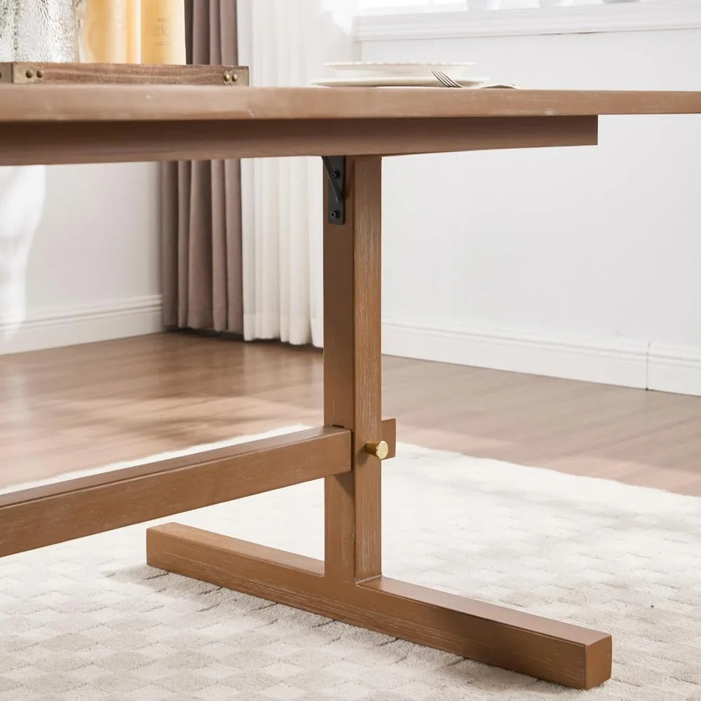 63" Farmhouse Dining Table for 4-6 People, Rectangular Wood Dinner Table - Loft&Timber