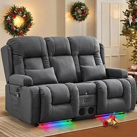 Power Loveseat Recliner Sofa with Massage & Heat - Loft&Timber