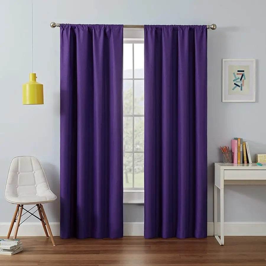 Kendall Modern Blackout Thermal Rod Window Curtain (1 Panel), 42 X 63, Purple - Loft&Timber