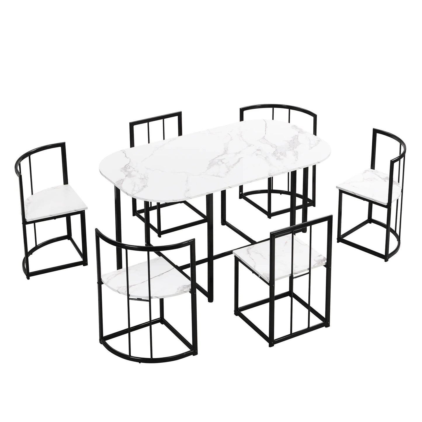 TOPMAX Modern 7-Piece Dining Table Set - Loft&Timber