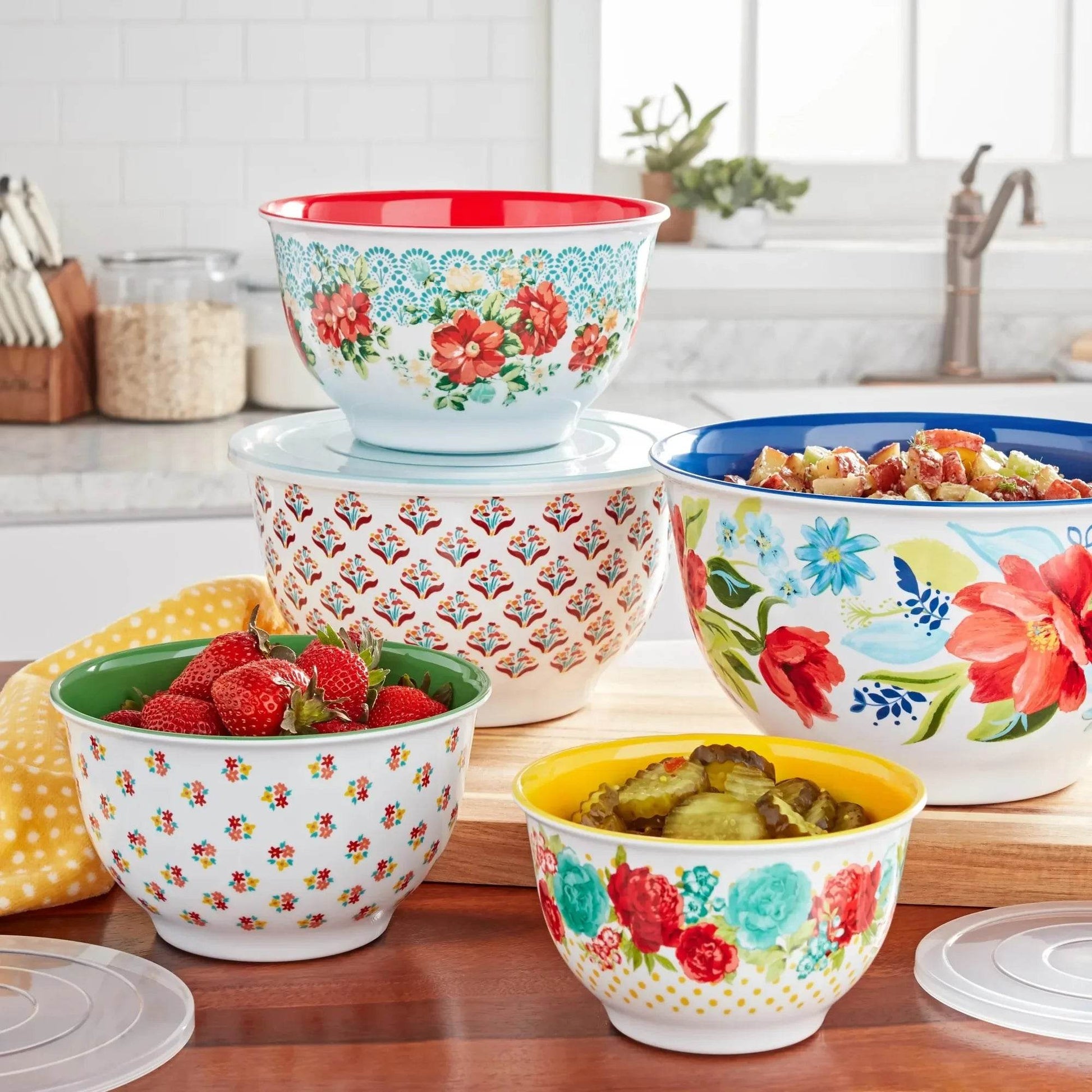 Melamine Mixing Bowl Set 10 Piece Spring Bouquet - Loft&Timber