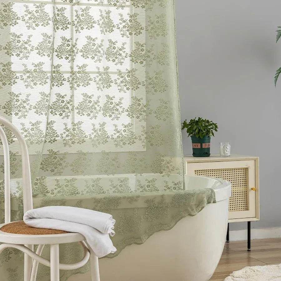 Elegant Sage Green Shower Curtain - Loft&Timber