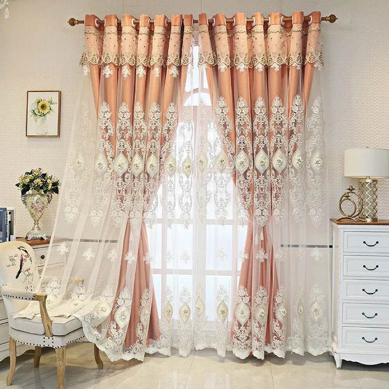 1PC Curtains,Luxury vintage-style embroidered curtains with 3D relief patterns - Loft&Timber