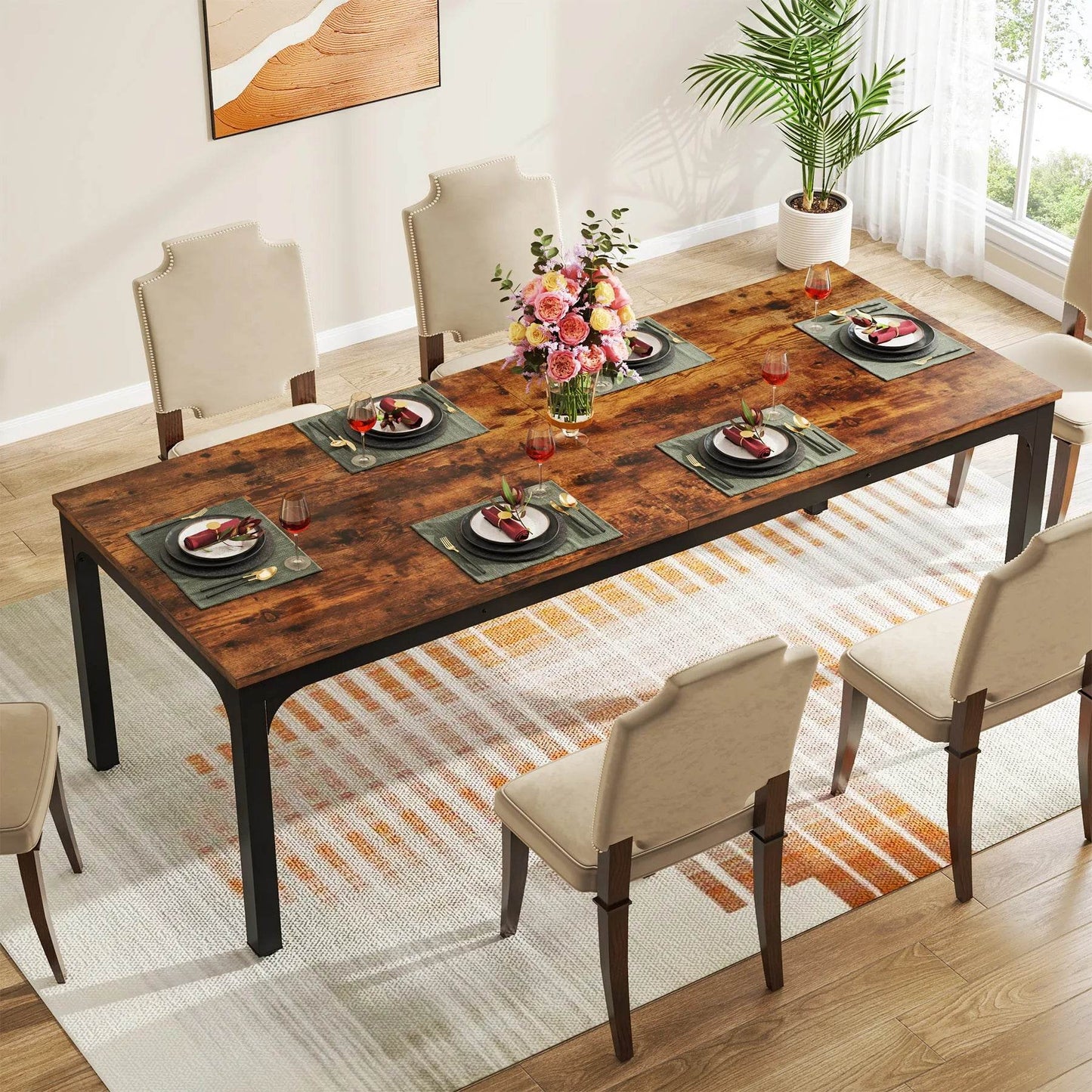 Tribesigns Dining Table for 6-8 People, 200cm - Loft&Timber