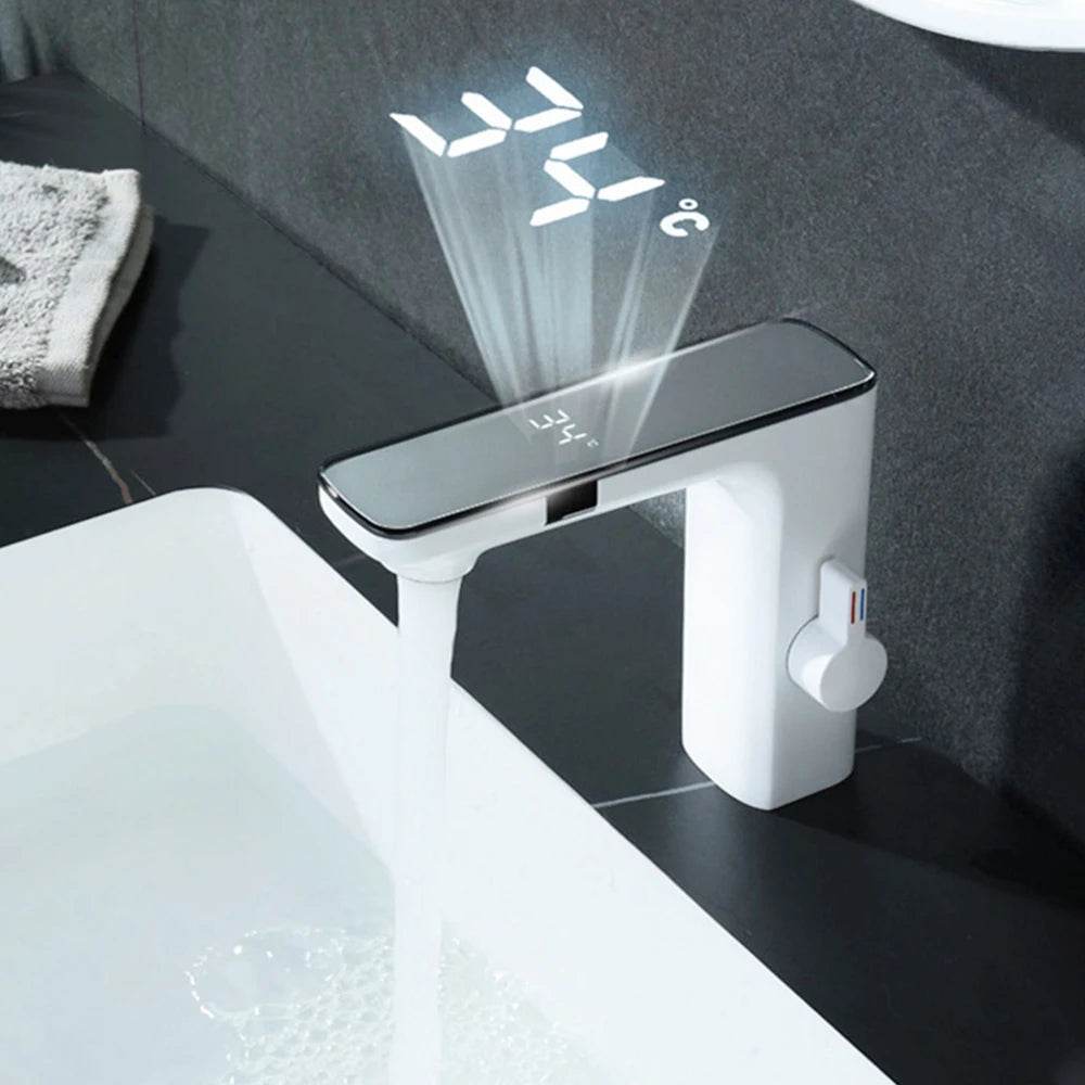 White Smart Daul Sensor Bathroom Basin Faucet - Loft&Timber