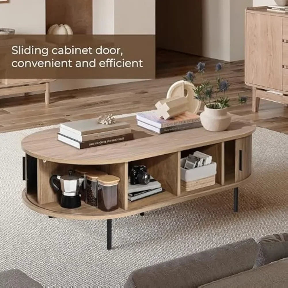 47" Mid Century Modern Coffee Tables with Slatted Door - Loft&Timber