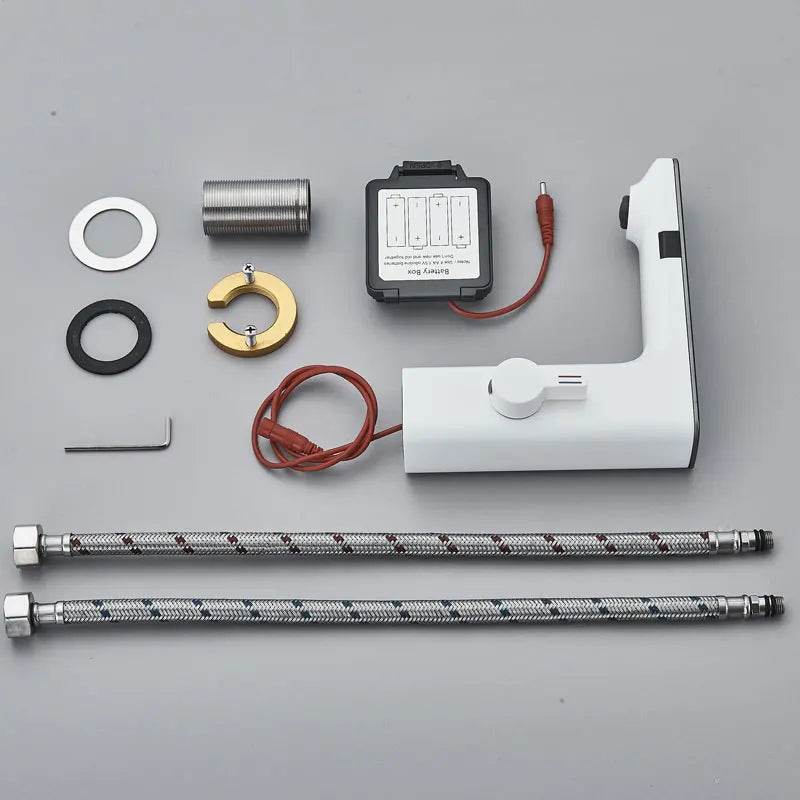 White Smart Daul Sensor Bathroom Basin Faucet - Loft&Timber