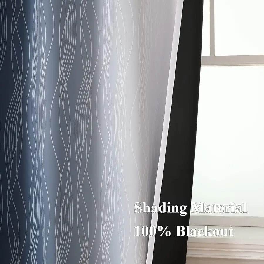 Blue and Grayish White Blackout Curtains 84 Inches Long - Loft&Timber