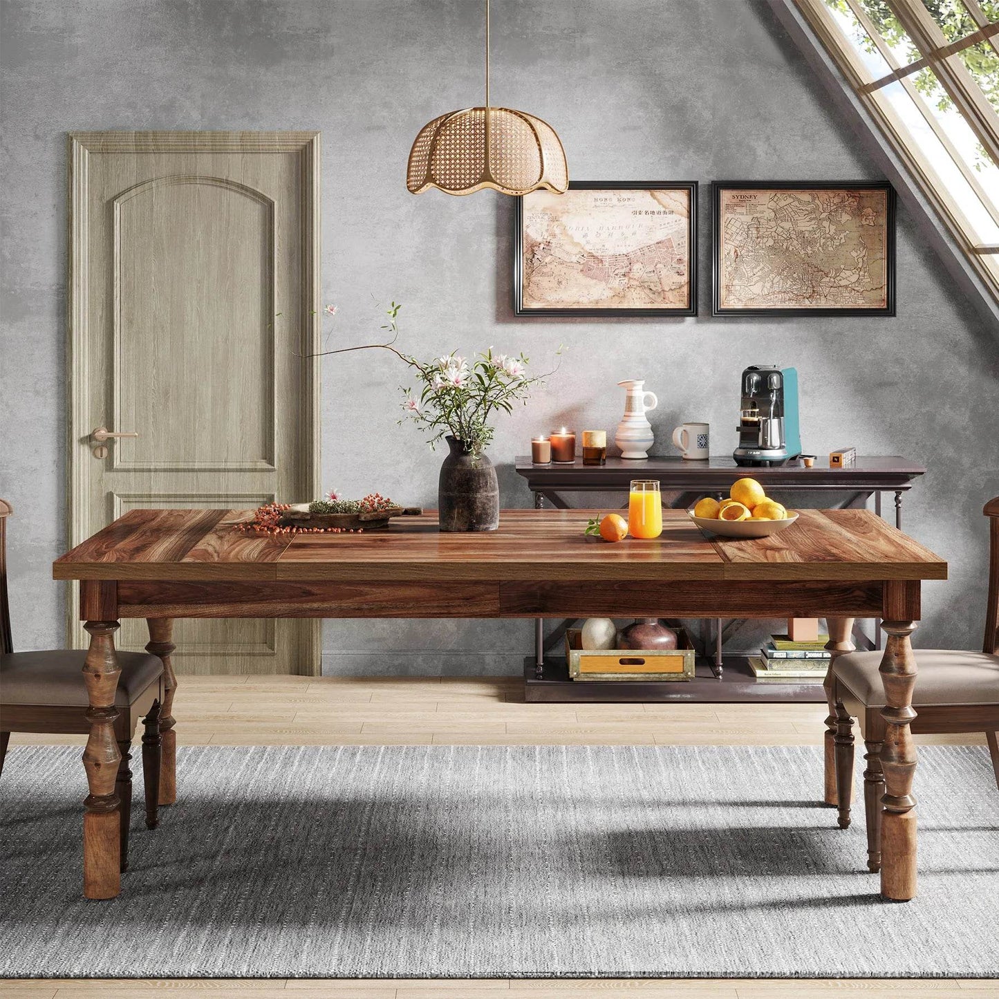 Tribesigns 62” Wood Patio Table for 4-6 People - Loft&Timber