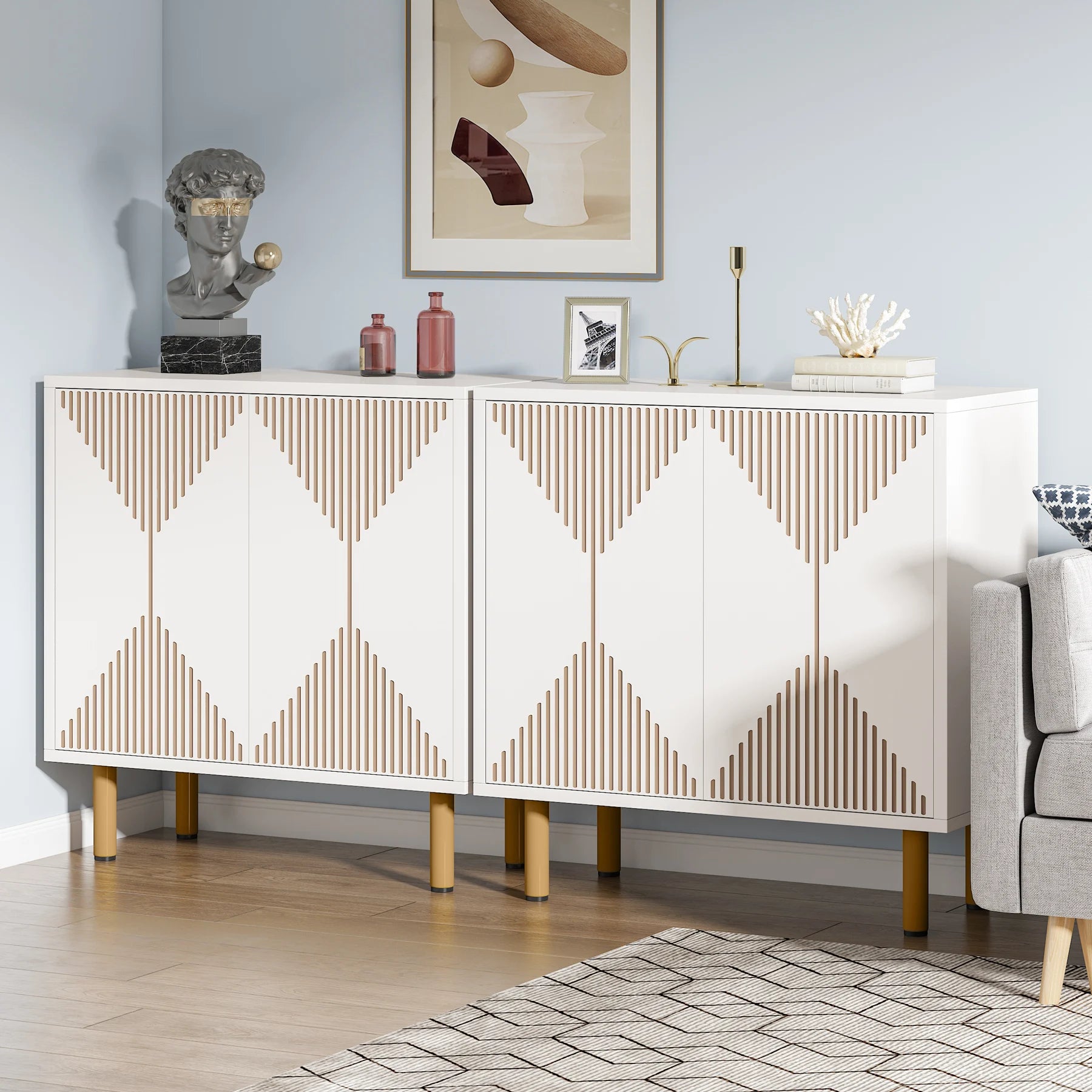 59" Tribesigns Modern Natural Storage Cabinet; Freestanding Floor Cabinet - Loft&Timber
