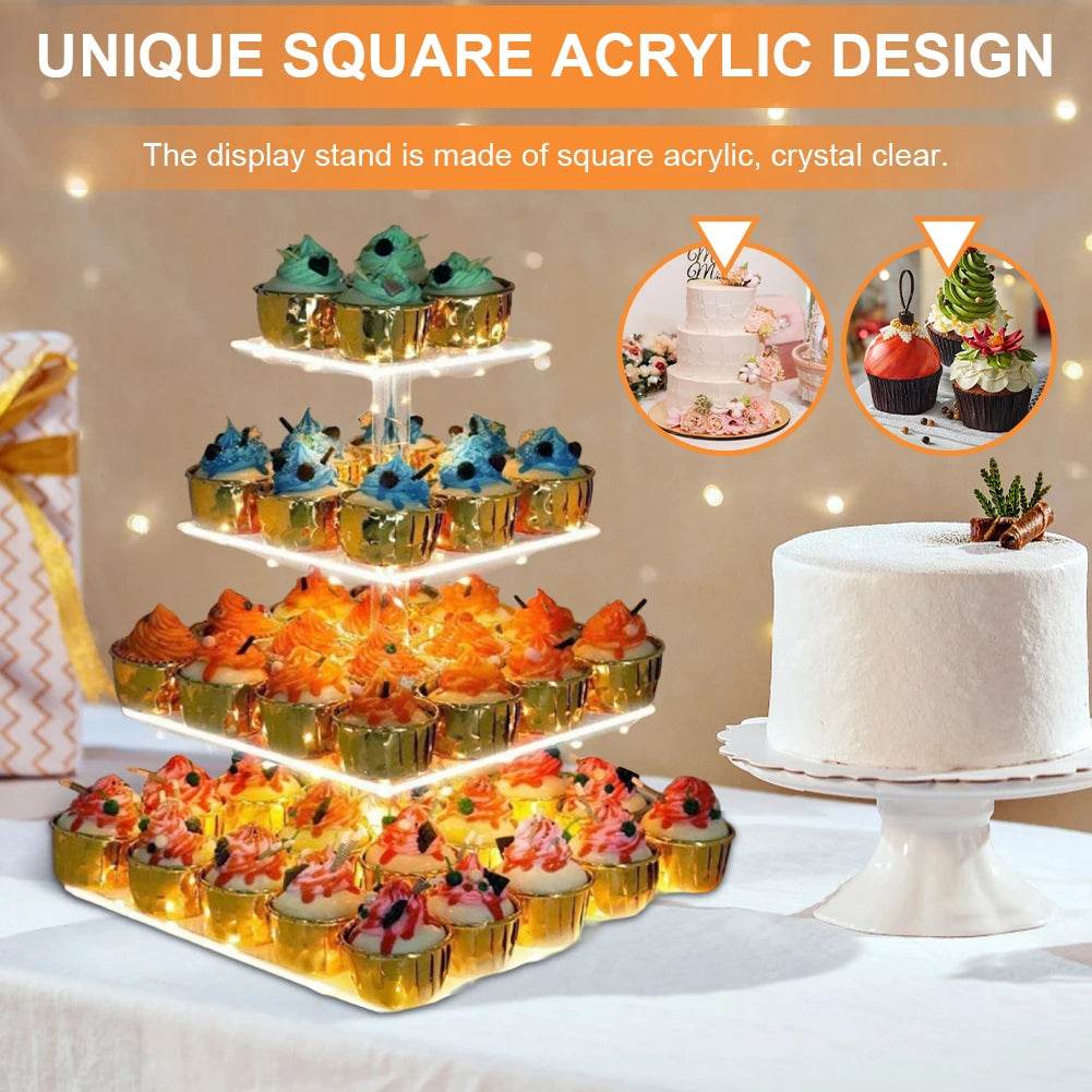 3/4 Tier Acrylic Cupcake Display Stand - Loft&Timber