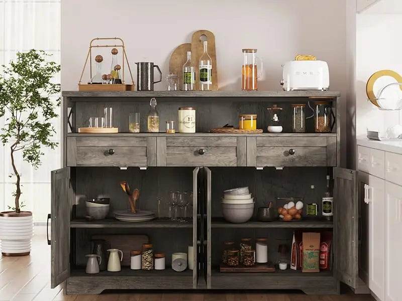 Vabches Sideboard Buffet Cabinet with Drawers & Charging Station - Loft&Timber