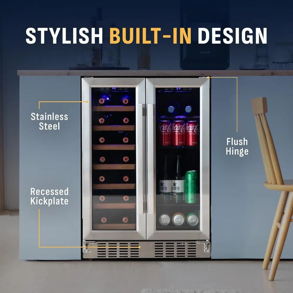24" Dual Zone Wine and Beverage Refrigerator, 20 Bottle & 78 Can