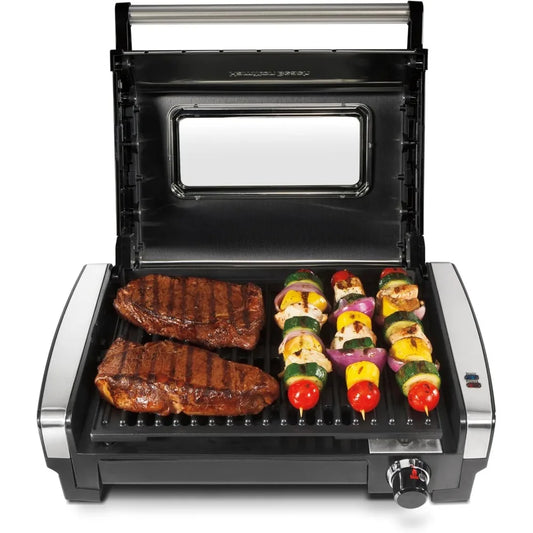Hamilton Beach Electric Indoor Searing Grill with Viewing Window & Adjustable Temperature Control to 450F