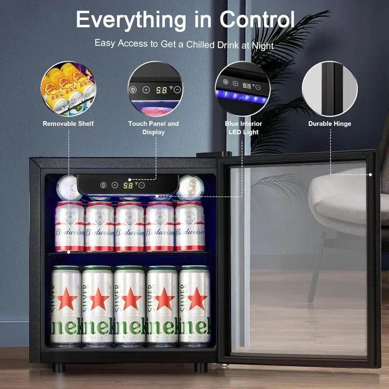 Mini Fridge Cooler - 12 Bottle 48 Can Beverage Refrigerator