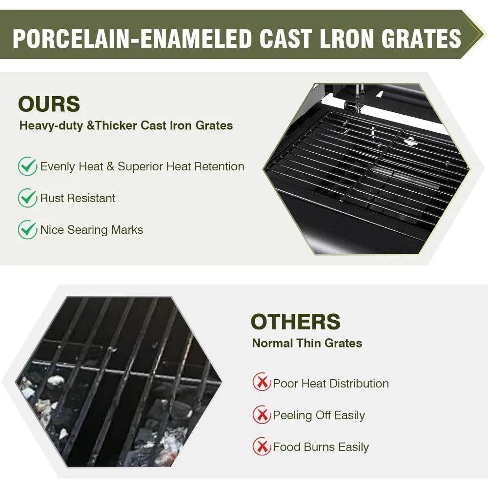 Dual Fuel Propane Gas Charcoal Grill Combo in Black - Loft&Timber