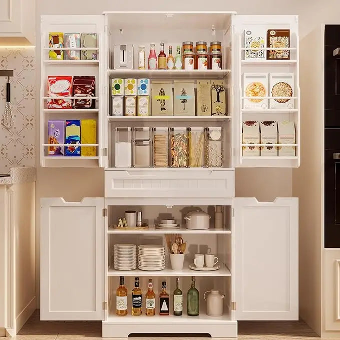 71" Tall Kitchen Pantry Cabinet with Doors and Shelves - Loft&Timber