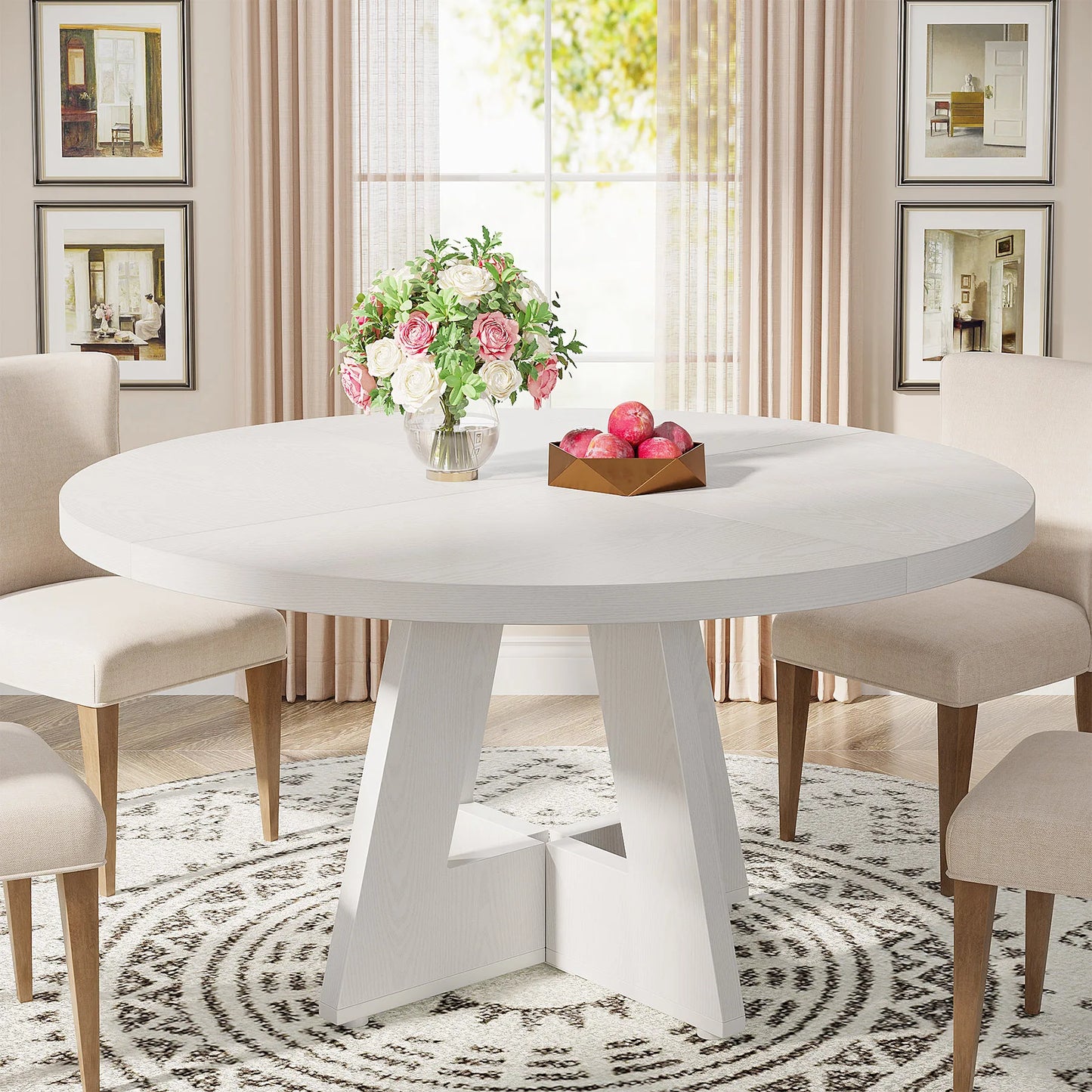 Tribesigns Round Dining Table for 4, 47" - Loft&Timber