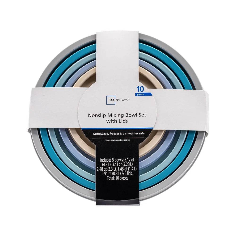 Nonslip Mixing Bowl Set with Lids 10 Pieces - Loft&Timber