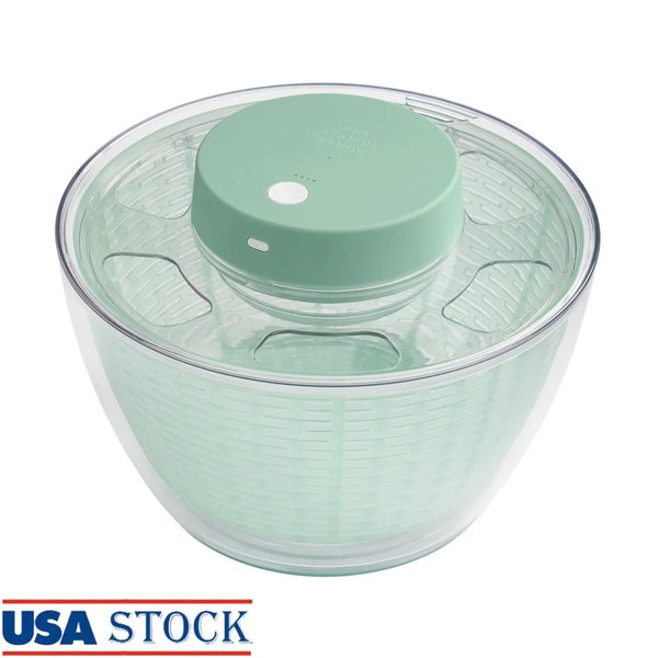 5-Quart Electric Salad Spinner Efficient Wash Dry System Dual Layer Design Versatile Lettuce Washer Salad Bowl Storage Container