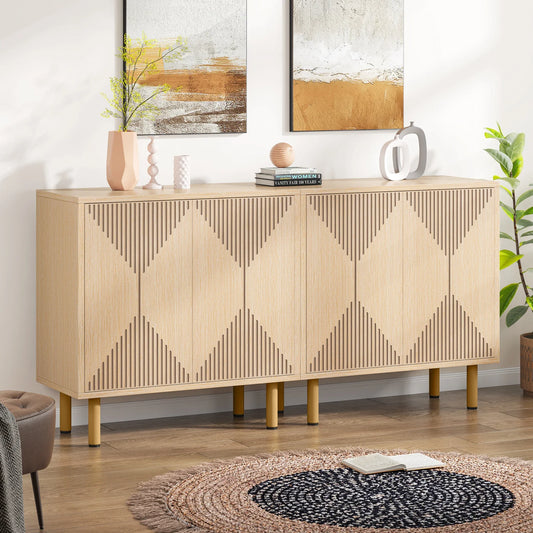59" Tribesigns Modern Natural Storage Cabinet; Freestanding Floor Cabinet - Loft&Timber