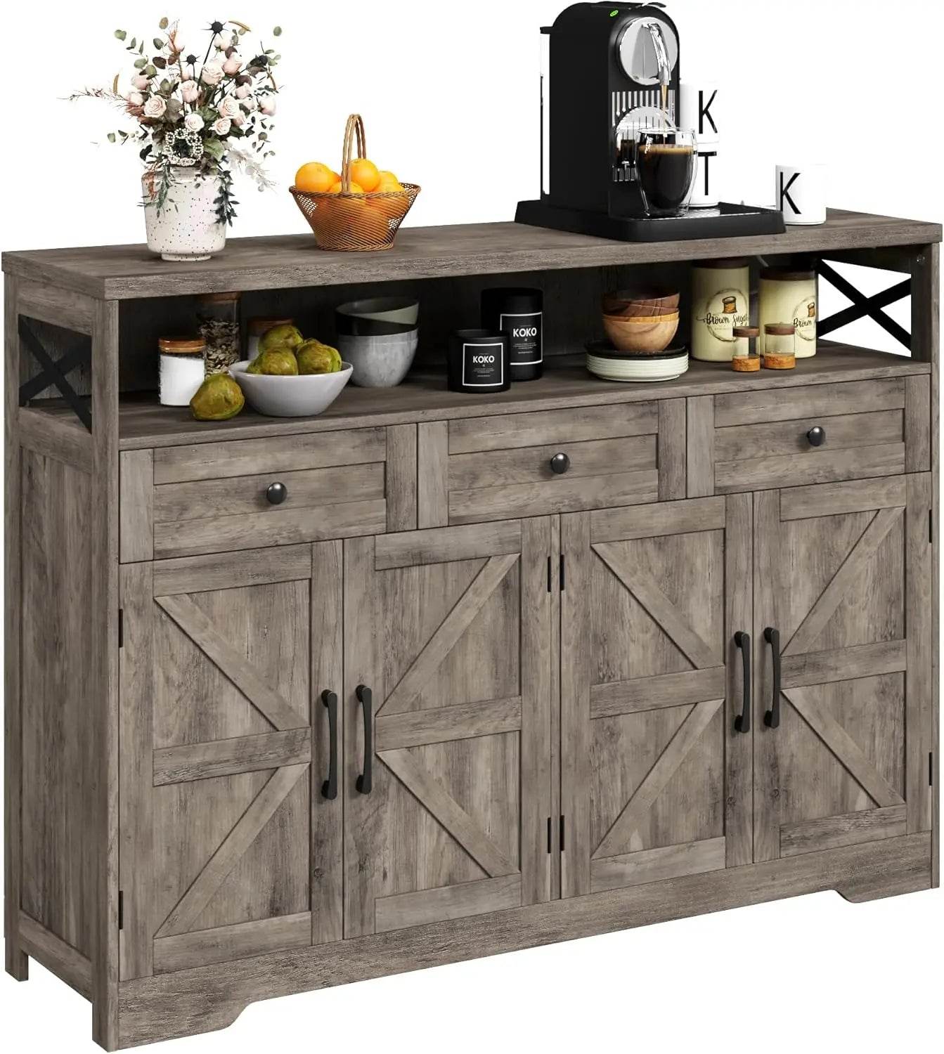 Vabches Sideboard Buffet Cabinet with Drawers & Charging Station - Loft&Timber