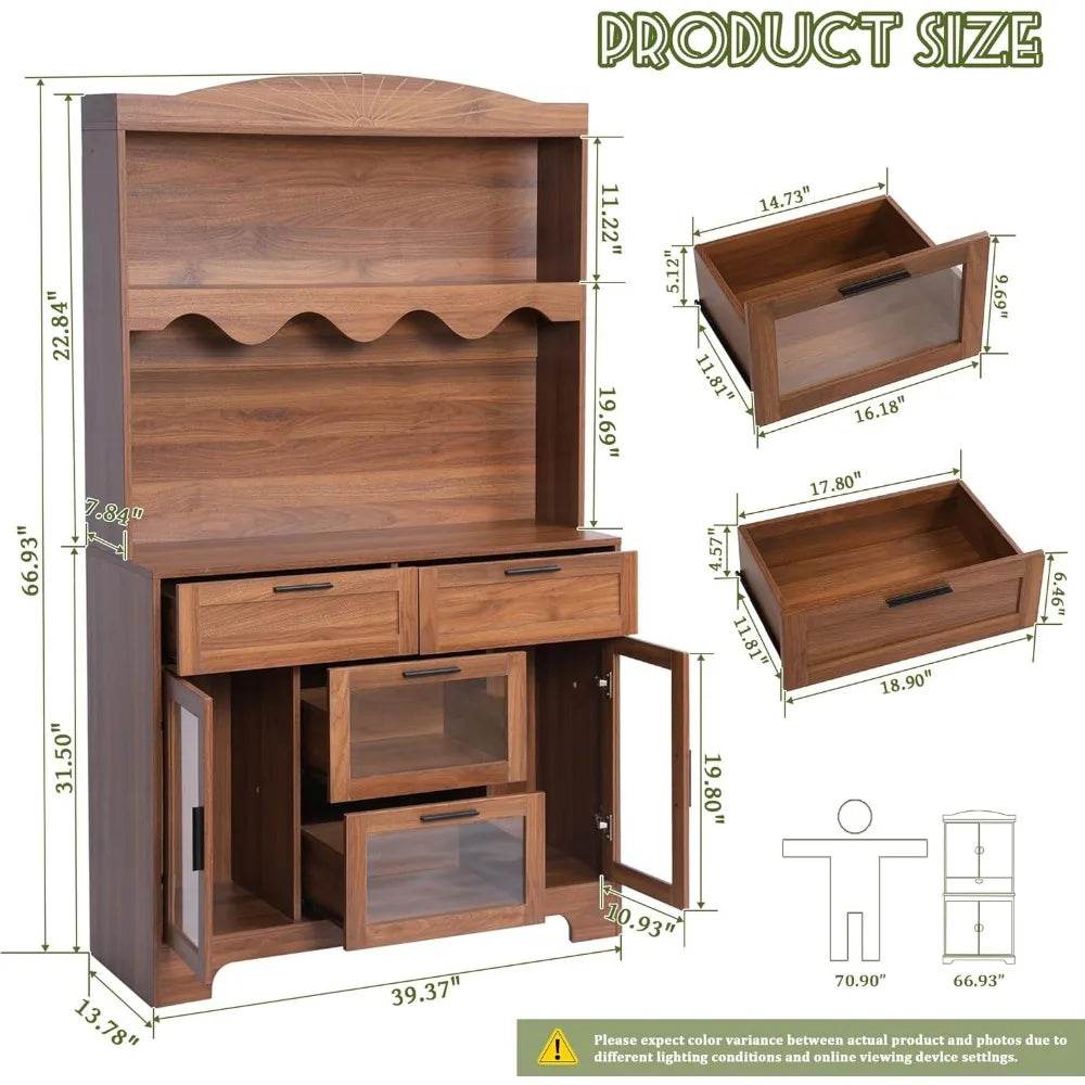 Large Farmhouse Kitchen Pantry Storage Cabinet with Microwave Stand - Loft&Timber