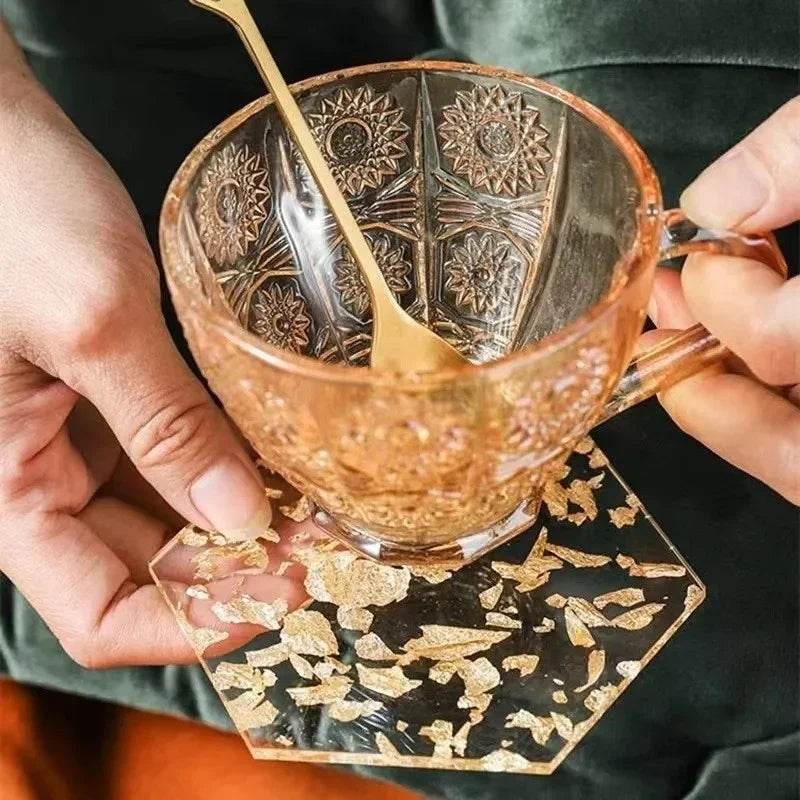 Round Resin Acrylic Gold Foil Coaster Cup - Loft&Timber