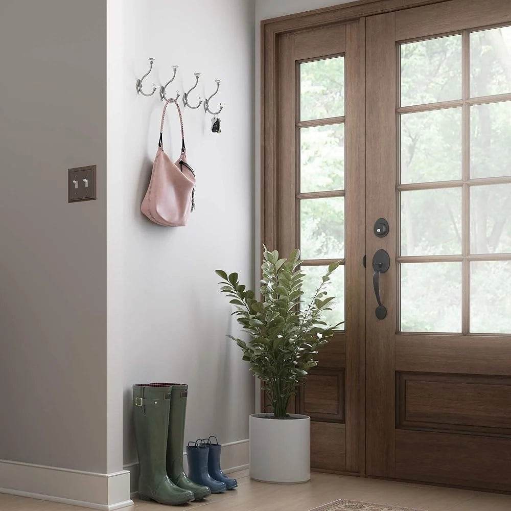 Acrylic Facets Design Coat and Hat Hook Satin Nickel Clear Wall Mount Pack of 2 Decorative Organizer Home Foyers Hallways - Loft&Timber