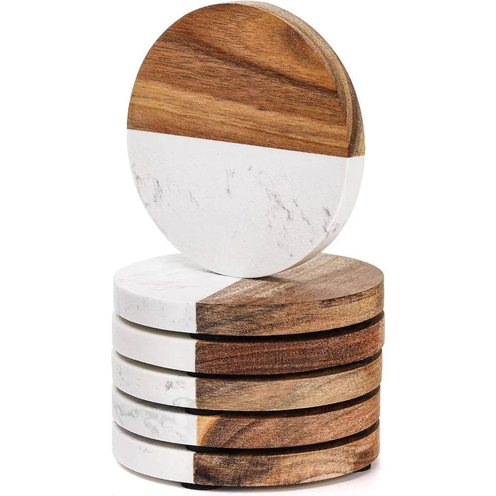 6 Packs Marble Wood Coasters - Loft&Timber