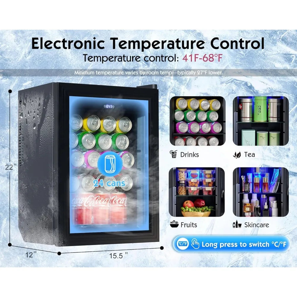 60" coffe bar cabinet with built-in beverage refrigerator– wine bar with 24 cans mini fridge and sideboard buffet cabinet