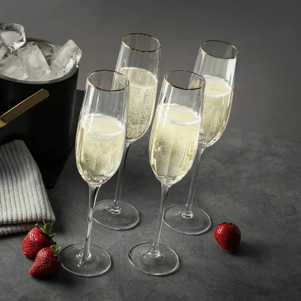 4-Pack Scalloped Champagne Flute Glasses Set - Loft&Timber