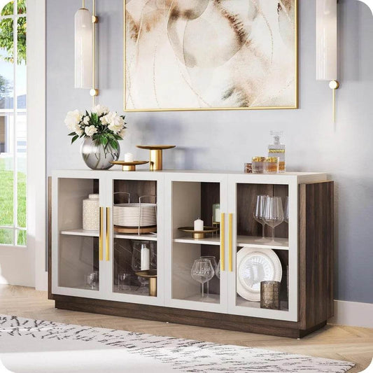 Sideboard Cabinet, Modern Wood & Glass - Loft&Timber