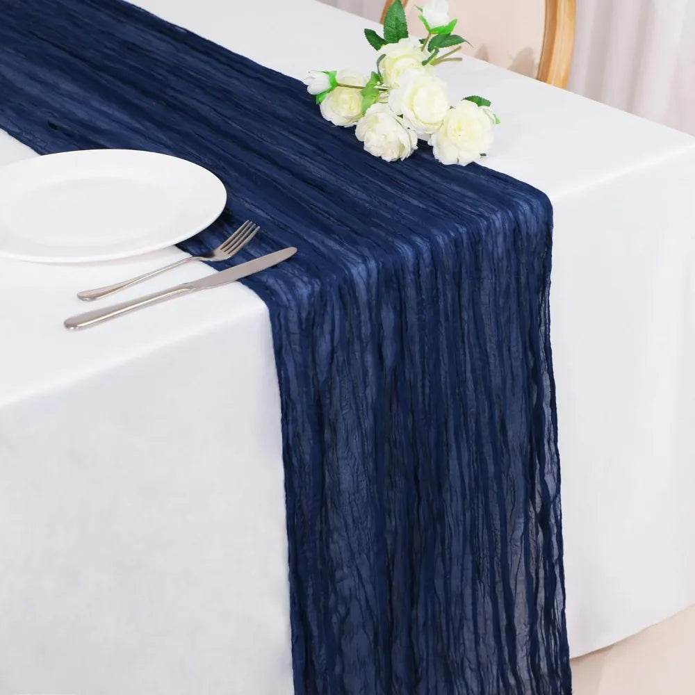 13Ft Navy Blue Cheesecloth Table Runner, 160inch - Loft&Timber