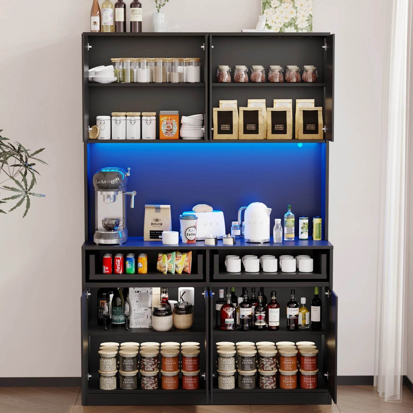 71'' Tall Kitchen Pantry with LED Lights - Loft&Timber