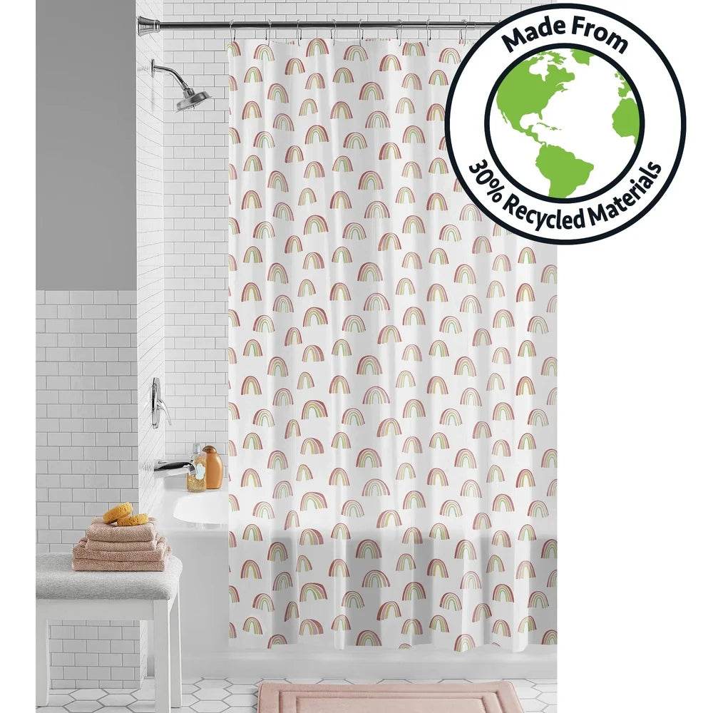 Eco-Friendly Waterproof Rainbow PEVA Shower Curtain Set with 12 Hooks - Loft&Timber